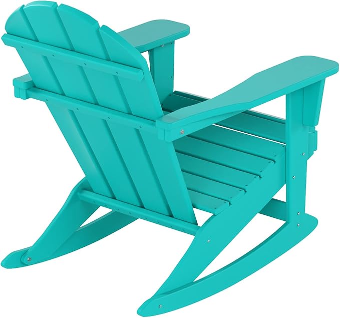 WestinTrends Malibu Outdoor Patio Porch Rocking Adirondack Chair (Set of 4), Turquoise