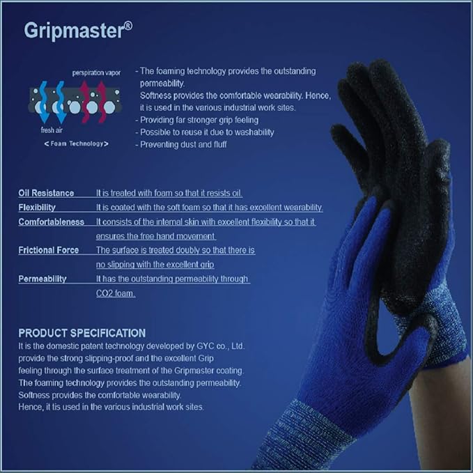 GYC Gloves, Sanitized, DIY Gardening, Super Slim Water-based PU ECO Micro Finish Safety Work Gloves - 10 Pairs Pack - Comfortable Grip, Anti-Slip (3285SPZ / SIZE 7 - Small)