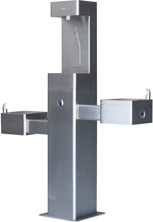 Global Industrial Outdoor Bottle Filling Station & Bi-Level Drinking Fountain, Stainless Steel