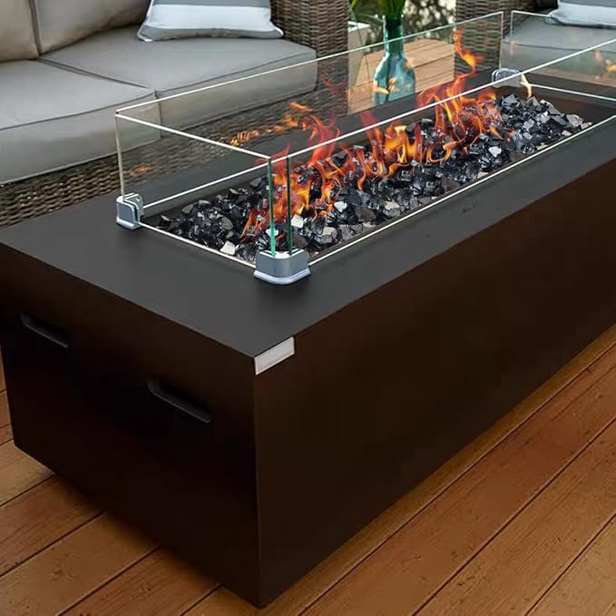 Fire Glass for Propane Fire Pit, 1/2 Inch High Reflective Fireplace Glass Rocks for Fire Pit Table, 20 lbs Fire Pit Glass Rocks for Outdoor Fire Table and Landscaping, Black Reflective
