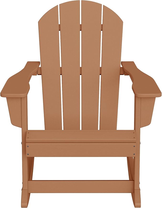 WestinTrends Malibu Outdoor/Patio Poly Adirondack Rocking Chair, Teak