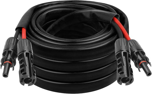 8AWG Solar Cable - 25FT Solar Panel Extension Cord 8 Gauge PV Wire with Flame Retardant Protective Sleeving Female & Male Waterproof Connector for RV, Photovoltaic Systems, Solar Panels (25 Feet)