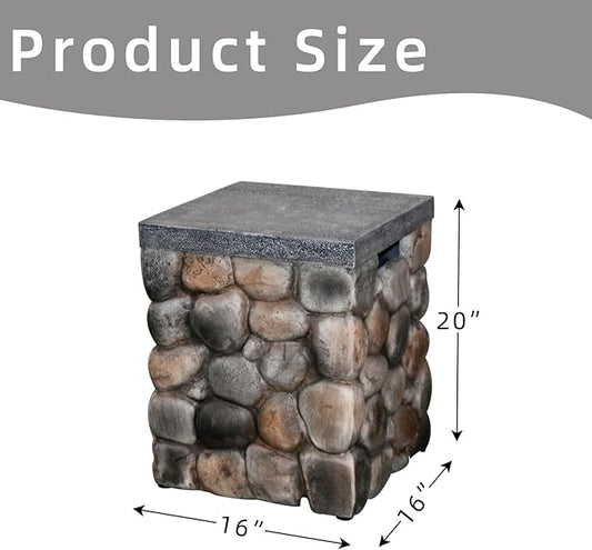Propane Tank Cover Table, Square Tank Container Fits Standard 20 lb Cylinder Bottle Storage Box Hideaway Table, Gas Tank Holder for Outdoor Gas Fire Pits