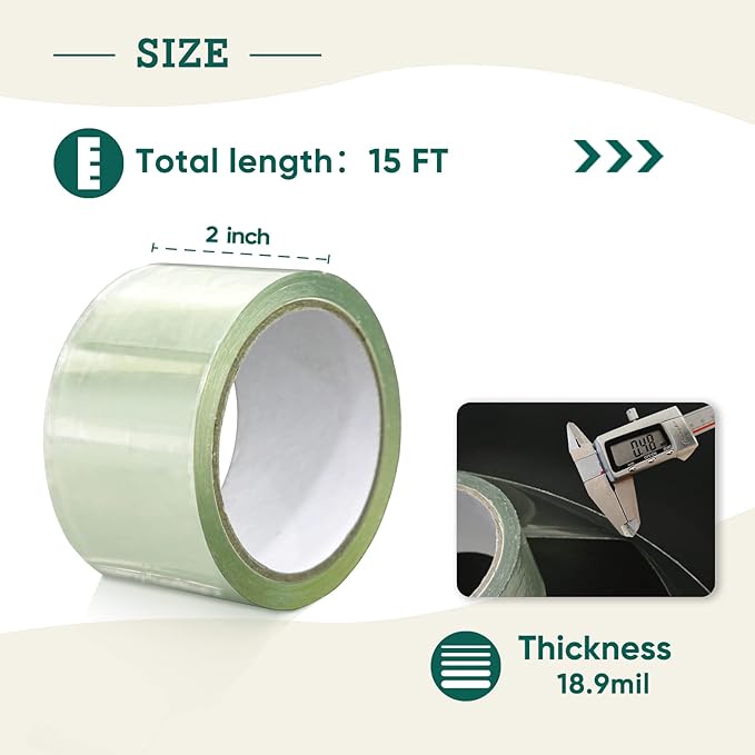 EAGLE PEAK Greenhouse Cover Repair Tape 2''x15' Heavy Duty 18.9 mil Reinforced Ultra High Performance Acrylic Adhesive Weather Resistant Tape for PE Polyethylene Greenhouse Covers and Film, Clear
