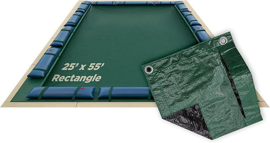 Buffalo Blizzard Supreme 25 ft x 55 ft Rectangular Winter Pool Cover | Green/Black | Closing Inground Swimming Pools | Easy to Install | Heavy Duty, Cold & UV Resistant | Shields from Seasonal Debris