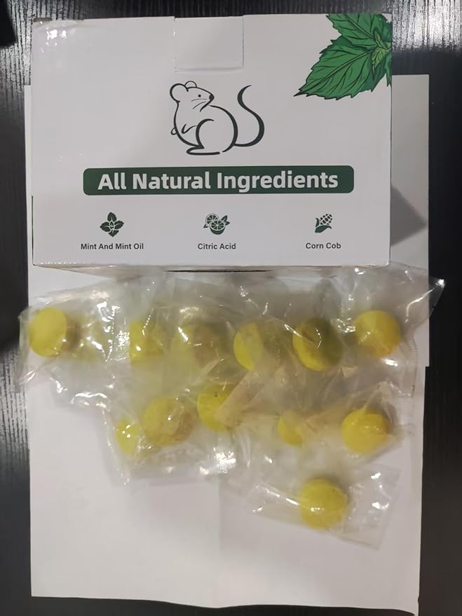 Mouse Rodent Repellent, 24 Pack Peppermint Oil for Mice Mouse Rats Squirrel Spider Pests Control Indoor & Outdoor Use, Natural Deterrent Replace Trap Poisoning Family & Pet Safe Yellow