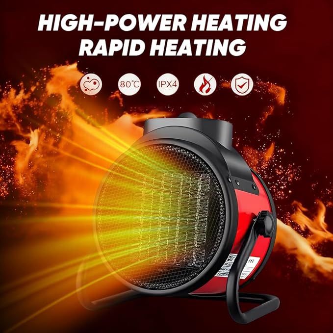 Saker 3000W Powerful Portable Heating Cannon for Outdoor&Indoor Use, PTC Electric Small Space Heater with 90° Adjustable Angle, Fast Heater for Greenhouse, Garage, Bedroom, Home Office (5 PC)