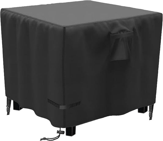 Propane Fire Pit Cover Square 28 Inch, Waterproof Heavy Duty 600D Gas Fire Pit Table Cover 28x28x25 Inch, Fit 26-28 Inch Firepit Table, All-weather Protection For Patio Fire Table