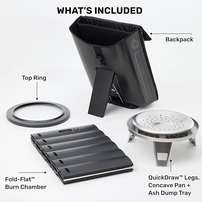 Portable Camping Fire Pit - Packable Fold-Flat Design, Smokeless Burn, Stainless Steel & Aluminum, Includes Backpack, Ideal for Outdoor & RV Adventures