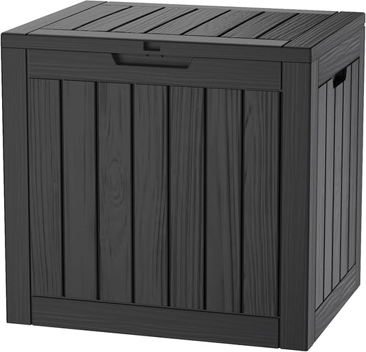 35 Gallon Deck Box, Resin Outdoor Indoor Waterproof Storage Box, Lockable Storage Box With Handle for Patio Furniture - Garden Tools - Swimming Pool Tools UV-Resistant, (Black)