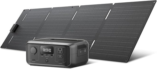 EF ECOFLOW Solar Generator RIVER 3 with 60W Solar Panel, 245Wh Portable Power Station LFP Battery, 300W Up to 600W AC Output, <20 MS UPS, 1Hr Fast Charging Power Station for Outdoor/RVs