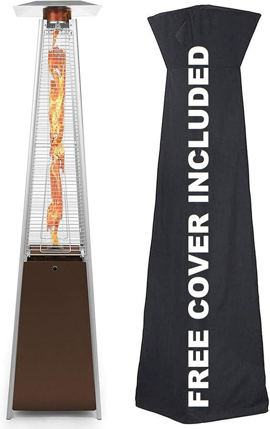 Avenlur Outdoor Patio Pyramid Heater - 48,000 Btu, Portable, Propane, W/Wheels, Protective Cover (Hammered Bronze)