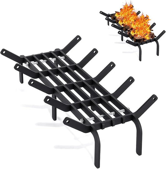 Fireplace Grates 22 inch Fire Place Grate Heavy Duty High Carbon Steel Fireplace Log Grate for Indoor Outdoor Firewood Stove Log Holder Rack Wood Burning Fireplace Accessories