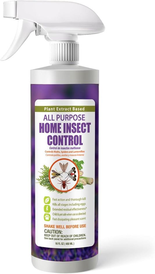 EcoVenger by EcoRaider All Purpose Insect Control 16 oz, Fleas, Fruit Flies, Gnats, Moths, Roaches, Spiders, Fast Kill, Lasting Prevention, Kill Eggs, Plant Extract Based & Non-Toxic, Child & Pet Safe