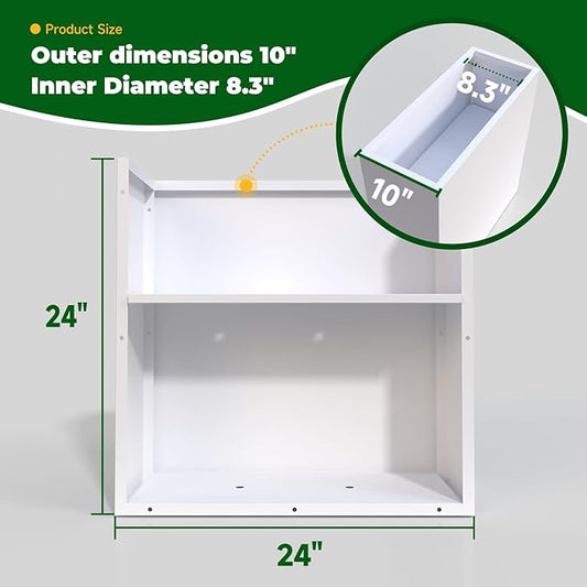 White Metal Long Planter for Outdoor Plants 24" x 10" x 24" Metal Rectangular Outdoor Planter Box Spliced Flower Box with Partitions for Outside,Indoor,Garden (White, 24 * 10 * 24)