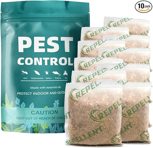 Pest Control Pouches, Rodent Repellent, Mouse Repellent Repel Mice, Mouse,Rats,Ants,Roaches,Spiders, Moths & Other Pest, Rat Repellent Safe for Kids & Pets, Mice Repellent Indoor- 10 Pouches