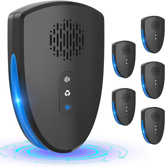 Ultrasonic Pest Repeller,2025 Upgraded Mosquito Repellent,Electronic Rodent Repellent Indoor,Pest Control for Insect,Roach,Mouse,Bugs,Spider Repeller for House,Garage,Warehouse-6 Pack -3 Mode