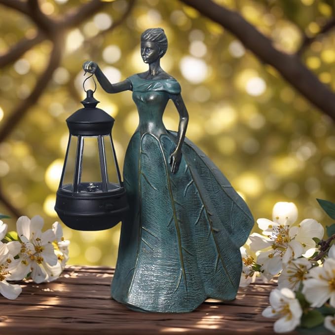 Sheaifun Fairy Garden Statue Solar Garden Decor Resin Fairy Statue with Lights Angel Fairy Decor Outdoor Fall Yard Statues Gardening Gifts for Women 9.5 * 5.5 * 11.5 Inch