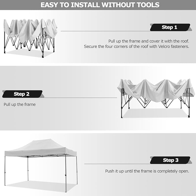 COBIZI 10x15 Pop Up Canopy Without Sidewall,Heavy Duty Canopy UPF 50+ All Season Wind Waterproof Commercial Outdoor Wedding Party Tents for Parties Gazebo with Carry Bag(10 x 15 ft White)