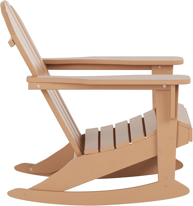 WestinTrends Malibu Outdoor Patio Porch Rocking Adirondack Chair (Set of 4), Teak