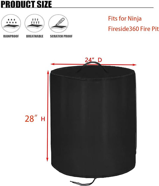 POMER Firepit Cover For NinJa Fireside360 Outdoor Heater,Water-Resistant Dust/Leaf Protection, Dual Handles, Dual Drawstring Hem — Fits for Fireside360 Fire Pit