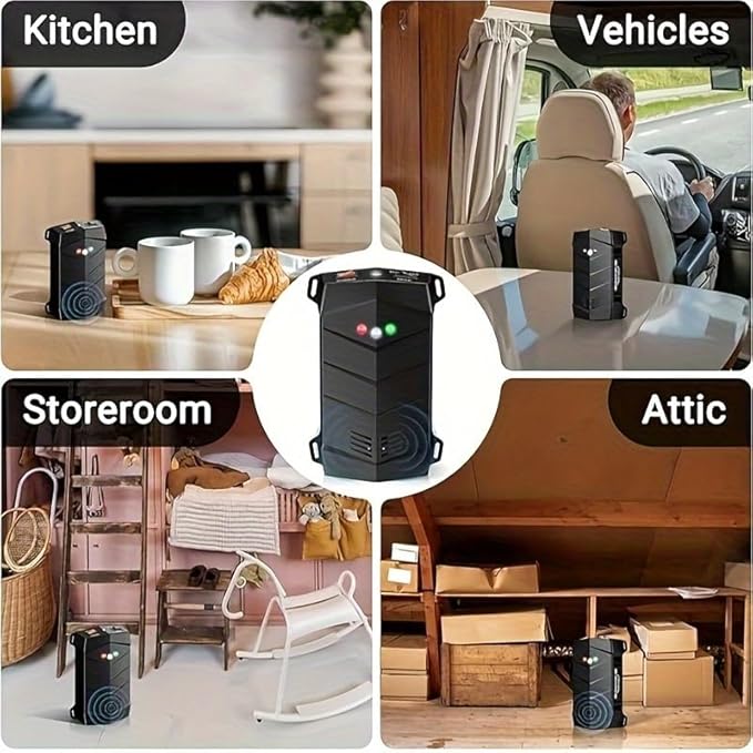 Rodent Repellent for Car Engines, 1 Pack Mice Deterrent for Cars Mouse Repellent Ultrasonic Outdoor, Variable Frequency Ultrasonic&LED Strobe Lights, Keep Mice Out of Car Engines, Rooms, Indoors