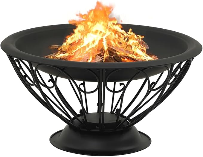 Zateety Fire Pit with Mesh Cover & Poker - 29.5" Firepit for Outside Wood Burning, Strong Thermal Conductivity Steel Firepit, Portable Patio Outdoor Warming Fireplace for Backyard & Gardern