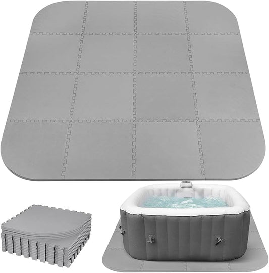 85 Inch Hot Tub Mat & Pad for Inflatable Tubs - 1/2" Extra Thick Non-Slip EVA Foam Padding, Spa Foundation for Outdoor Hot Tubs, Pool, Gym & Camping Mat (Easy Clean)