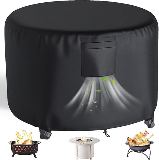 Chinchilla Heavy Duty 36 Inch Round Fire Pit Cover - 100% Waterproof & Weatherproof, Durable All-Season Protection for 33/34/35/36 Inch Propane Fire Pits and Tables