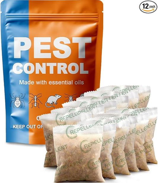 Pest Control, Mouse Repellent Indoor, Rodent Repellent Indoor/Outdoor, Mice Repellent Indoor, Natural Rat Repellent for House, Keep Mice, Roach, Ant and Spider Away from Home, Mouse Deterrents- 12P