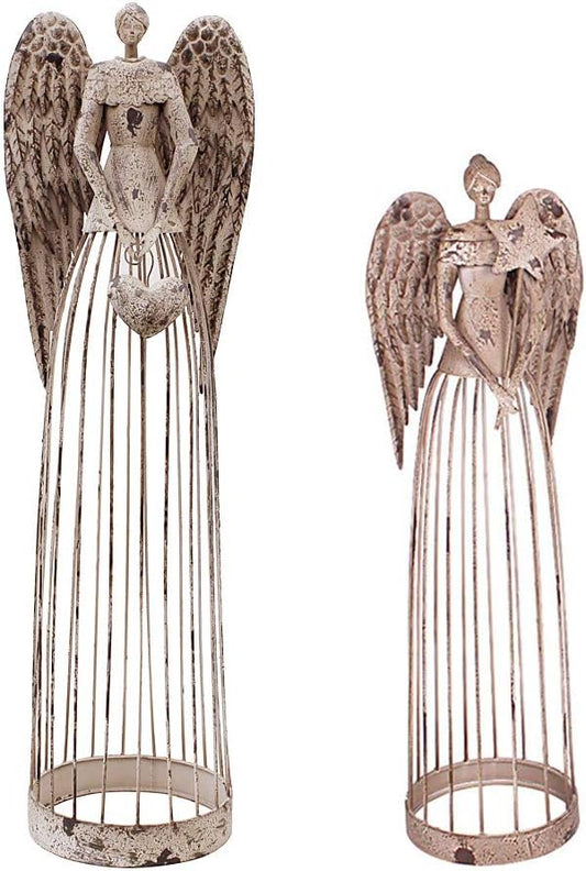 K KILIPES Metal Angel Garden Statue, Antique Angel Sculpture Indoor Outdoor Decorations for Home, Yard, Patio, Porch Valentine's's Day Sympathy Memorial Gifts