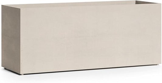 Semplito Grand Rectangular Planter – Sand Stone Finish – Fiberglass Indoor/Outdoor, Weather-Resistant XL Planter (59" L x 19.7" W x 23.6" H Exterior, 58.7" L x 19.3" W Interior)
