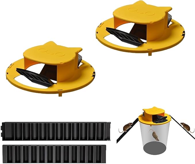 Bucket Lid Mouse Trap [2 Pack] - Reusable Mouse Catching Tool for Indoor/Outdoor, Mouse Trap Bucket Works with 5 Gallon Buckets