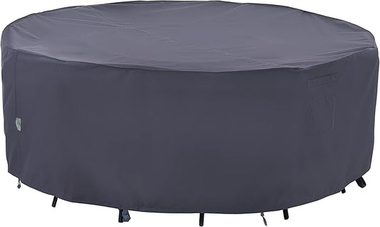 F&J Outdoors Outdoor Patio Furniture Covers, Waterproof UV Resistant Anti-Fading Cover for Small Round Table Chairs Set, Grey, 62 inch Diameter