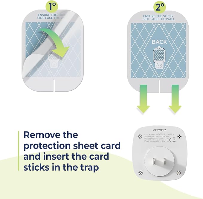 VEYOFLY Gnat Traps for House Indoor Refill, Fly Trap Indoor, Fruit Fly Traps for Indoors, Fly Catcher Indoor, Fly Trap, Plug in Catch for Fruit Flies, Moths, Gnats, Mosquito Trap (Pack of 5 Refills)