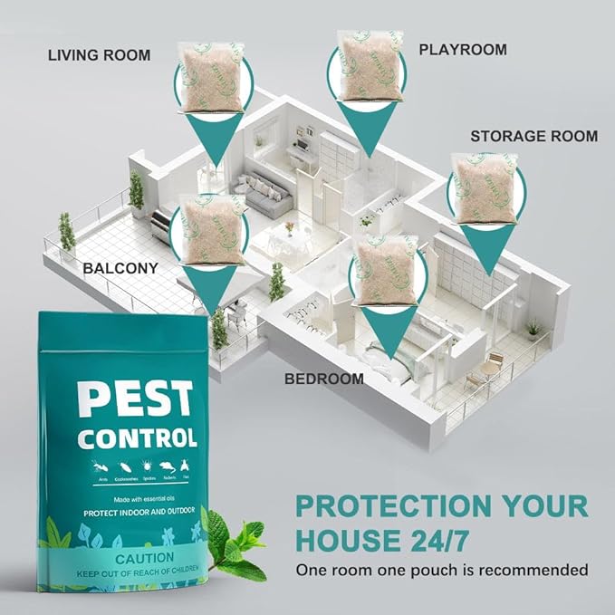 Pest Control Pouches Repel Mice, Mouse, Rats, Ants, Roaches, Spiders, Moths & Other Pest, Indoor Mice Repellent, Mouse Repellant, Rat Repellent Safe for Kids & Pets -9 Pouches