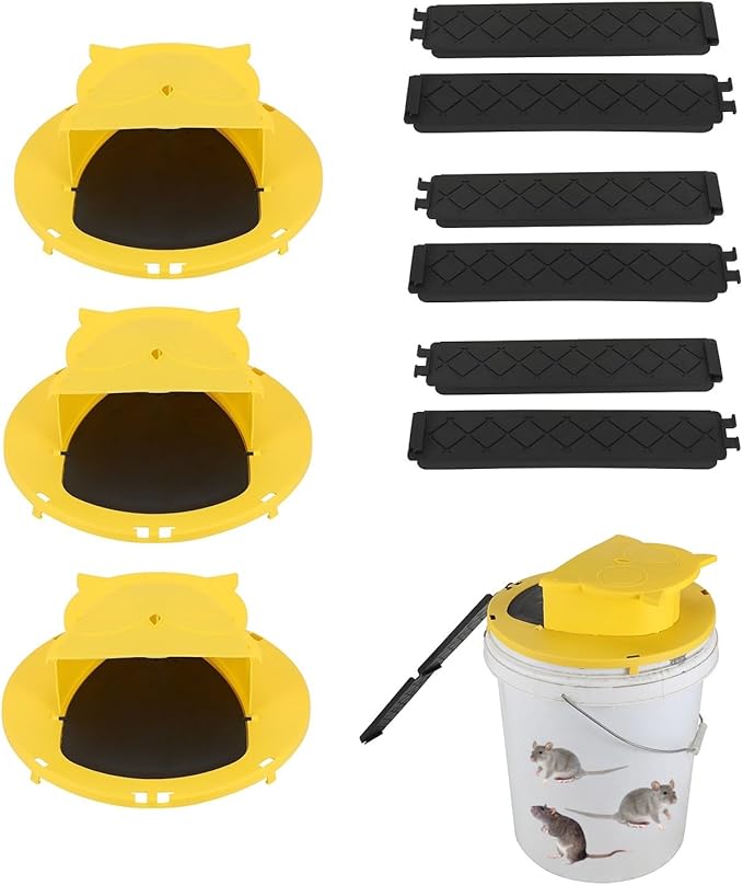 Bucket Lid Mouse Trap,Auto Reset,Humane and Efficient Mouse Trap Bucket-3Pack