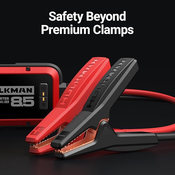 Hulkman Alpha85,Carmine Red,2000A 74Wh Car Jump Starter, Includes 65W Quick Charger,12V Portable Car Battery Jump Starter,Backup Power Bank,LED Display,Jumper Cables for up to 8.5L Gas/6.0L Diesel