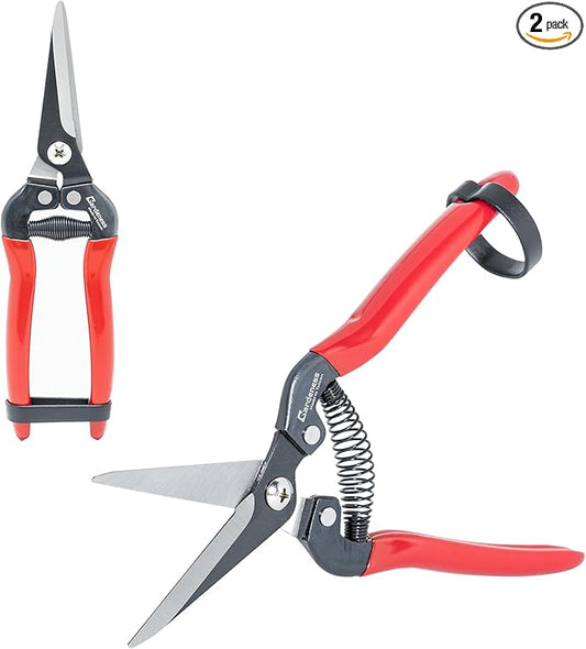 Gardeness Gardening Scissor 2 PCS SK5 high Carbon Steel Straight Florist Scissors, Pruning Snip, Multi-Tasking Garden Precision Herb Snips Flower Clippers Bonsai Trimmers Hydroponic Herbs