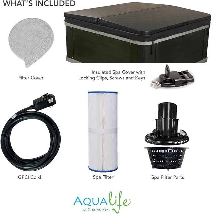 AquaLife Inland™ 5-6 Person 24-Jet Lounger Hot Tub with LED Lighting, Digital Control, Insulated Cover