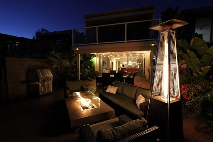Avenlur Pyramid Patio Heater, 48,000 BTU Outdoor Propane Heater with Quartz Glass Tube, Cover, Ignition & Wheels — Freestanding Gas Heater for Backyard, Deck & Patio