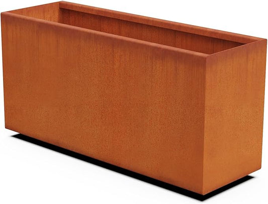 Plantercraft Large Rectangular Planters for Outdoor Plants 36x12x18 Corten Steel Planter | Large Outdoor Planter Box for Patios & Gardens | Heavy Duty Metal & Fully Assembled