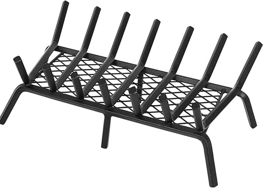 G GOOD GAIN Fireplace Grate with Ember Retainer, 26" Heavy Duty Steel Indoor, Chimney Hearth Wood Stove Rack Holder,1/2 Bar Fire Place Asseccories for Outdoor, Fire Pits, Camping.