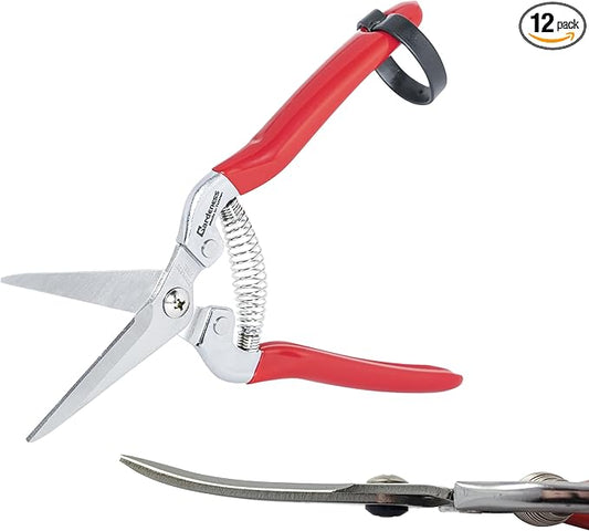 Gardeness Gardening Scissor 12 PCS Curved Stainless Steel Serrated Blade Pruning Shear, harvest shears picking shears Pruning Snip Harvesting Fruit Picking, Mandarins, Lemons and Grape
