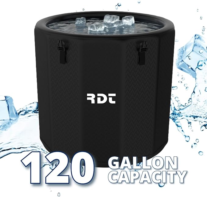 Portable Ice Bath Tub, 120-Gal Multi-Layered Cold Plunge Tub, Inflatable with Lid | Great for Runners, CrossFitters, Fitness Lovers with Home Gyms | Muscle Recovery, Endurance, Wellness Routine