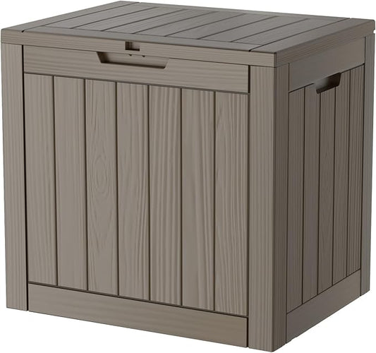 35 Gallon Deck Box, Resin Outdoor Indoor Waterproof Storage Box, Lockable Storage Box With Handle for Patio Furniture - Garden Tools - Swimming Pool Tools UV-Resistant (Grey)