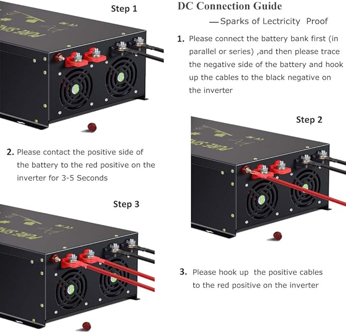 WZRELB 8000W 12V 120V Pure Sine Wave Power Inverter 4 AC Outlets Wired Remote Control,RV, Camping (RBH-800012WR)