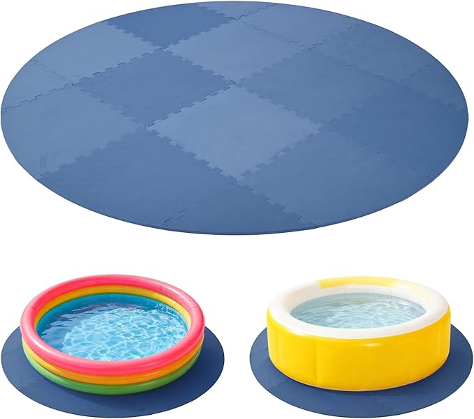 tonchean 77 Inch Round Hot Tub Mat for Inflatable Tub,1/2" Thicken Hot Tub Pad Foundation for Inflatable Tub Eva Foam Padding for Outdoor Hot Tubs Non Slip Pool Spa Pad Game Camping Mat(Blue)