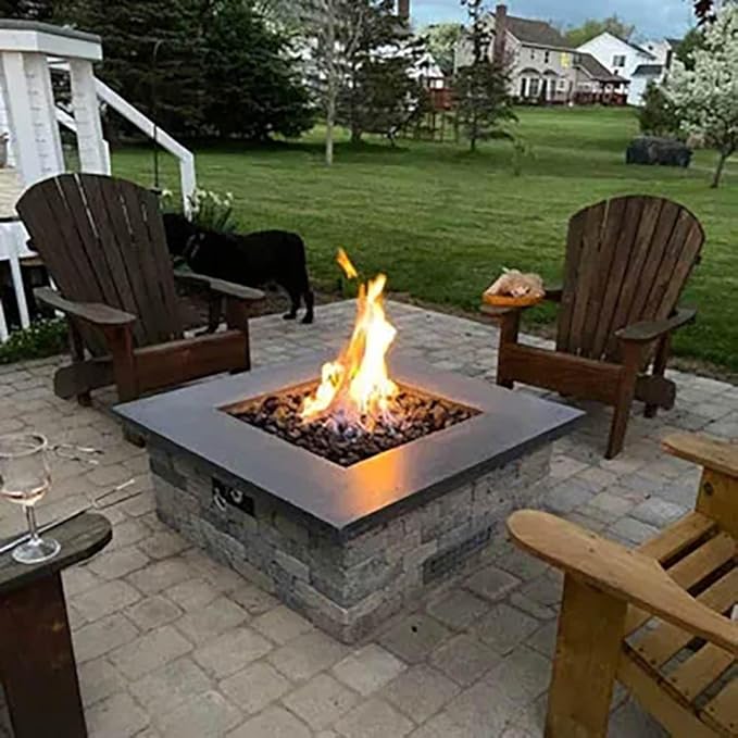 HPC Penta Match Lit Fire Pit Burner Kit (FPS-PENTA30KIT-NG-MSCB) with 30-Inch Stainless Steel Burner, Natural Gas, Polished Chrome, with Flange, Key, Valve, Flex Line and Fittings