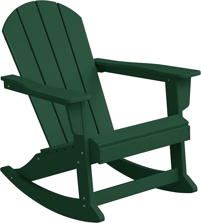 WestinTrends Malibu 2 Piece Set Outdoor/Patio Poly Adirondack Rocking Chairs (2 Seater), Dark Green